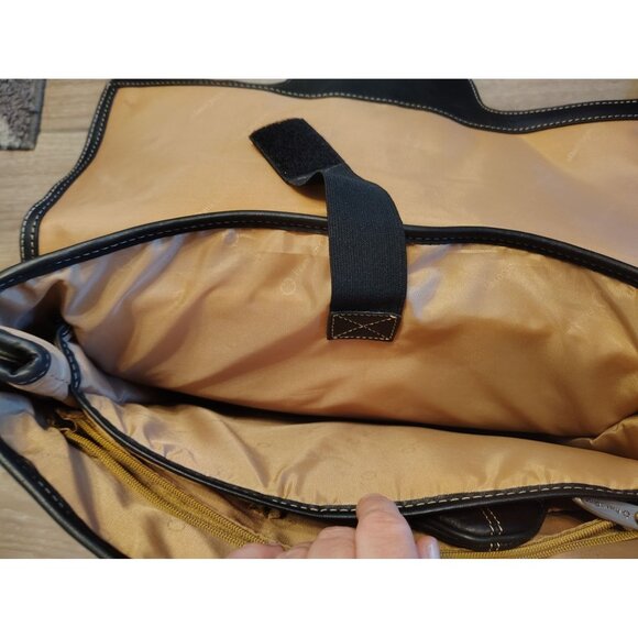 Franklin Covey Black Leather Laptop Bag, Briefcase Tote Double Handle Business - Picture 7 of 8